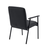 Rear view of the Lifea Flex upholstered chair in black faux leather with black metal legs by hjh LIVING