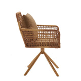 Brown upholstered chair Tavaro Korvik with woven structure, cushion and four splayed legs by hjh LIVING