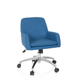 Blue Home Office Chair SHAKE 400 with armrests and five-caster base by hjh OFFICE – 360-degree view (front view 20°)