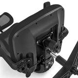 Underside of the seat with adjustment mechanism and gas spring of the Filaro Professional Office Chair in black by hjh OFFICE