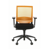 Black and orange Professional Office Chair PORTO BASE with mesh back and five-caster base by hjh OFFICE – 360-degree view (front view 0°)