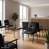 Black Lifea Flex upholstered chairs made of faux leather with armrests in a waiting area by hjh LIVING (AI-generated image)