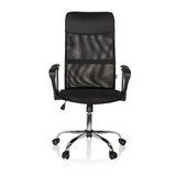 Schwarzer Homeoffice-Chefsessel PURE NET mit Netzrücken und Fußkreuz mit fünf Rollen von hjh OFFICE – 360-Grad-Ansicht (Frontansicht 0°)