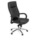 Black Swivel Chair XXL G 300 with quilting, armrests and five-caster base by hjh OFFICE – 360-degree view (front three-quarter view 60°)