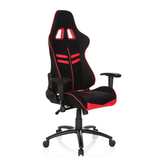 Black and red Gaming chair LEAGUE PRO I with two headrest openings and five-caster base by hjh OFFICE – 360-degree view (front three-quarter view 40°)