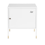 White office cabinet UMEO with one door compartment and gold-coloured feet by hjh OFFICE – 360-degree view (front view 0°)