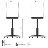 Technical drawing of the Bistro stool VANTAGGIO with a seat width of 30 cm by hjh OFFICE