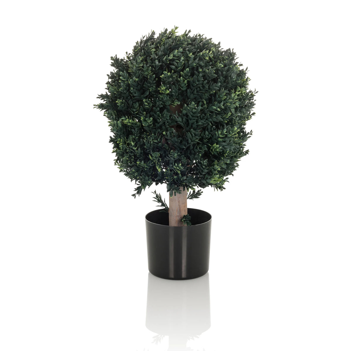 Green Artificial plant BUXUS in the form of a spherical tree with a black pot by hjh OFFICE – 360-degree view (side profile 90°)