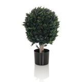 Green Artificial plant BUXUS in the form of a spherical tree with a black pot by hjh OFFICE – 360-degree view (side profile 90°)