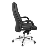 Black Swivel Chair XXL G 300 with quilting, armrests and five-caster base by hjh OFFICE – 360-degree view (side profile 100°)