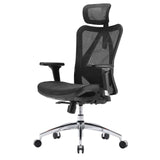 Black Professional Office Chair M57-M015 with mesh back, headrest and aluminium base by Sihoo