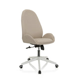 Beige AVEA I home office chair with armrests and a white five-caster base by hjh OFFICE – 360-degree view (front three-quarter view 40°)