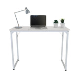 White Office Desk WORKSPACE I, 100 x 50 cm, with laptop, lamp and plants by hjh OFFICE