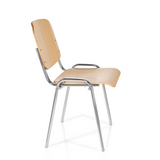 Four-legged chair XT 600 C H in beech with chrome frame by hjh OFFICE – 360-degree view (side profile 80°)