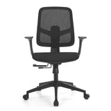 Black Home Office Chair Malio with mesh back and five-caster base by hjh OFFICE – 360-degree view (front view 0°)