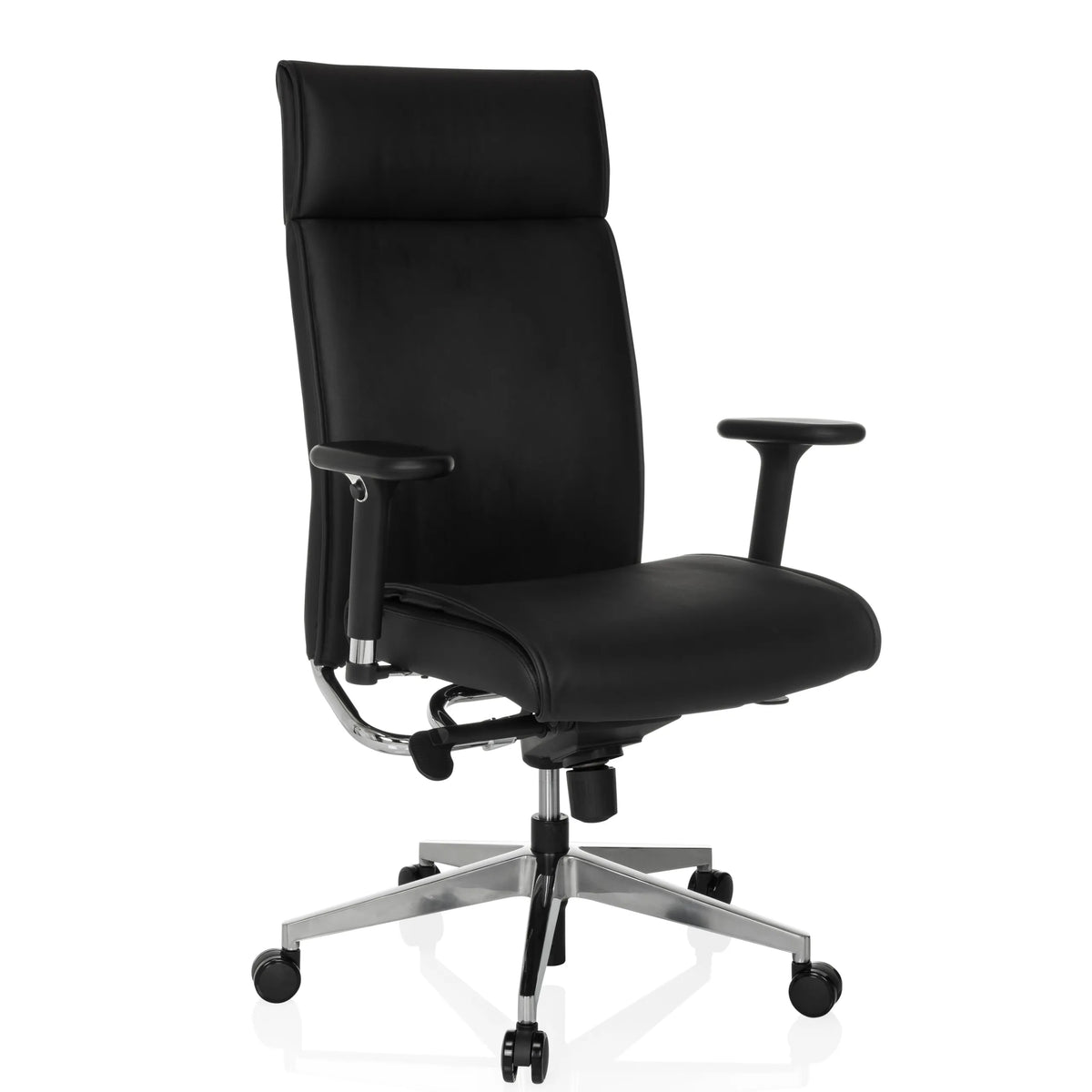 Professional Executive Chair CURYO in black with shiny metal star base and padded armrests by hjh OFFICE