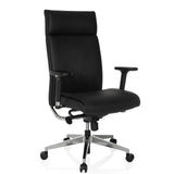 Professional Executive Chair CURYO in black with shiny metal star base and padded armrests by hjh OFFICE