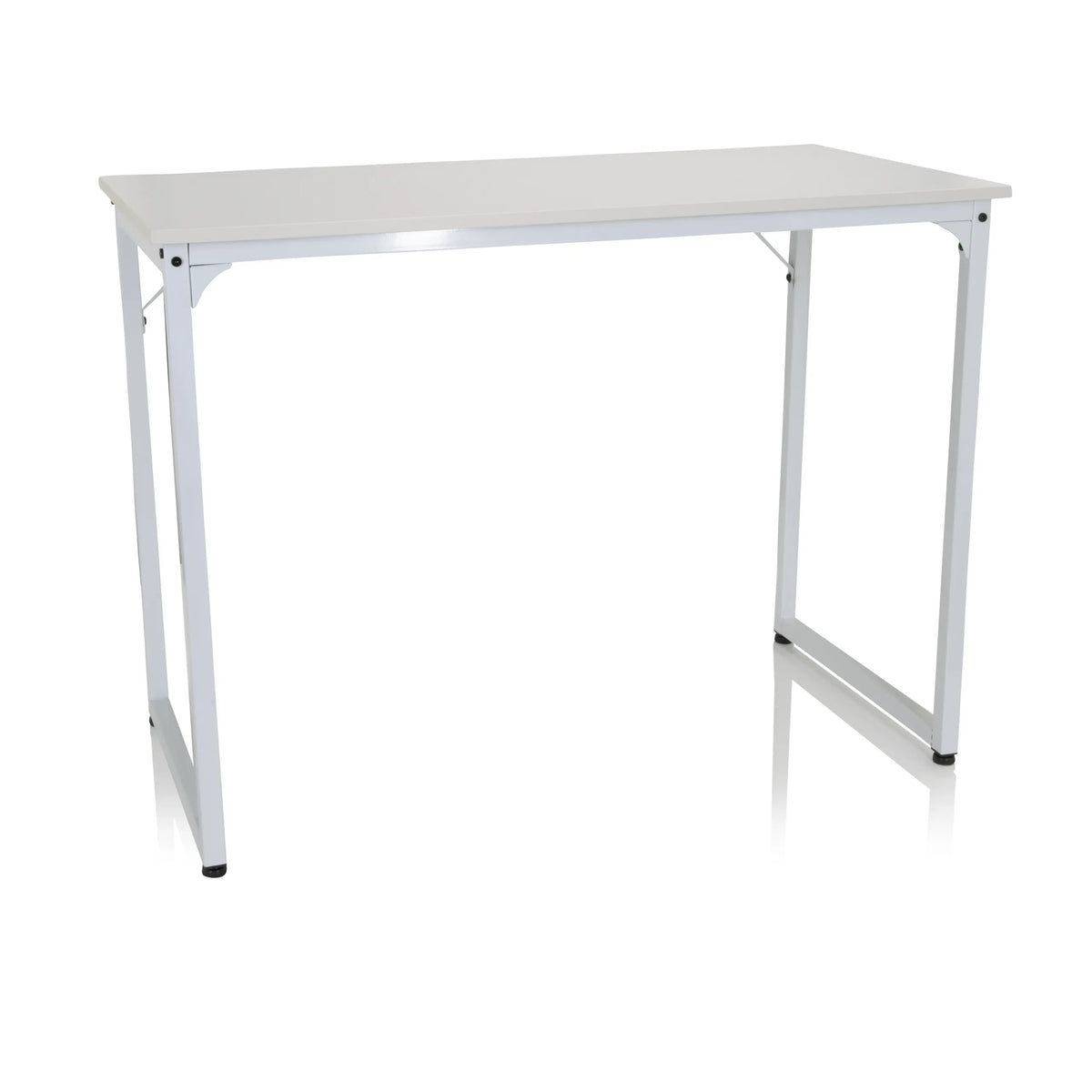 White Office Desk WORKSPACE I with rectangular tabletop and U-shaped legs by hjh OFFICE – 360-degree view (front view 20°)