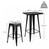 Dimensional drawing of the Vantaggio Set bar table set with a table of 60 × 60 cm and a height of 103.5 cm by hjh OFFICE