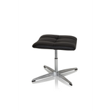 Black upholstered stool SARANTO made of faux leather with a four-star base by hjh OFFICE – 360-degree view (side profile 80°)