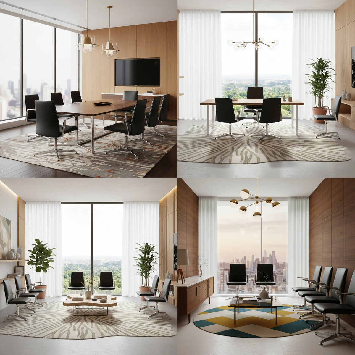 Black AMBASSADO V guest chairs in various modern conference and meeting rooms by hjh OFFICE