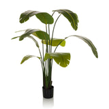 Green Artificial plant BANANE with large leaves in a black pot by hjh OFFICE – 360-degree view (front view 0°)