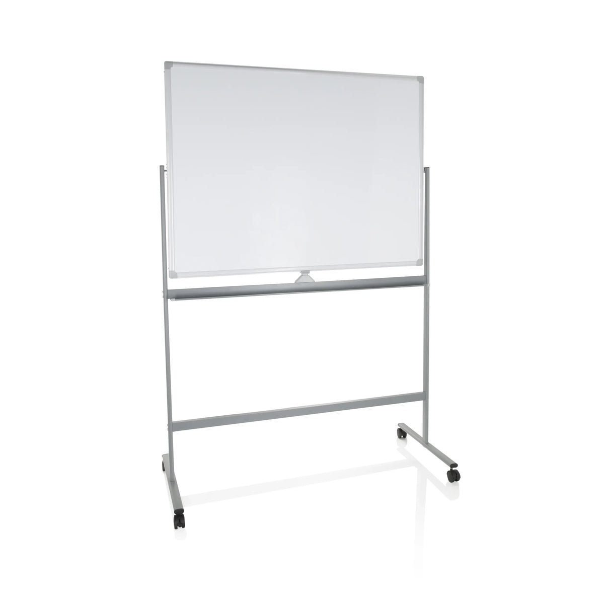 White Whiteboard MULTIBOARD I with silver frame and castors by hjh OFFICE – 360-degree view (front view 17°)