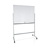 White Whiteboard MULTIBOARD I with silver frame and castors by hjh OFFICE – 360-degree view (front view 17°)