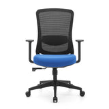 Blue and black Home Office Chair Sedito with mesh back and five-caster base by hjh OFFICE – 360-degree view (front view 0°)