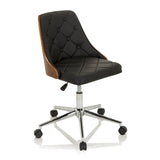 Black Home Office Chair CENCA with quilted upholstery and five-caster base by hjh OFFICE – 360-degree view (front three-quarter view 40°)