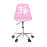 Pink Swivel Chair – Children FANCY I with paw prints on the backrest and a five-caster base by hjh OFFICE – 360-degree view (front view 0°)