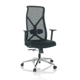 Black Professional Office Chair AZURRO B with mesh back and five-caster base by hjh OFFICE – 360-degree view (front view 15°)