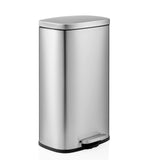Silver Clean 15 wastepaper bin with lid and foot pedal by hjh OFFICE – 360-degree view (front three-quarter view 45°)