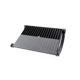 Black Footrest PODI with ribbed structure and side handles by hjh OFFICE – 360-degree view (front three-quarter view 55°)