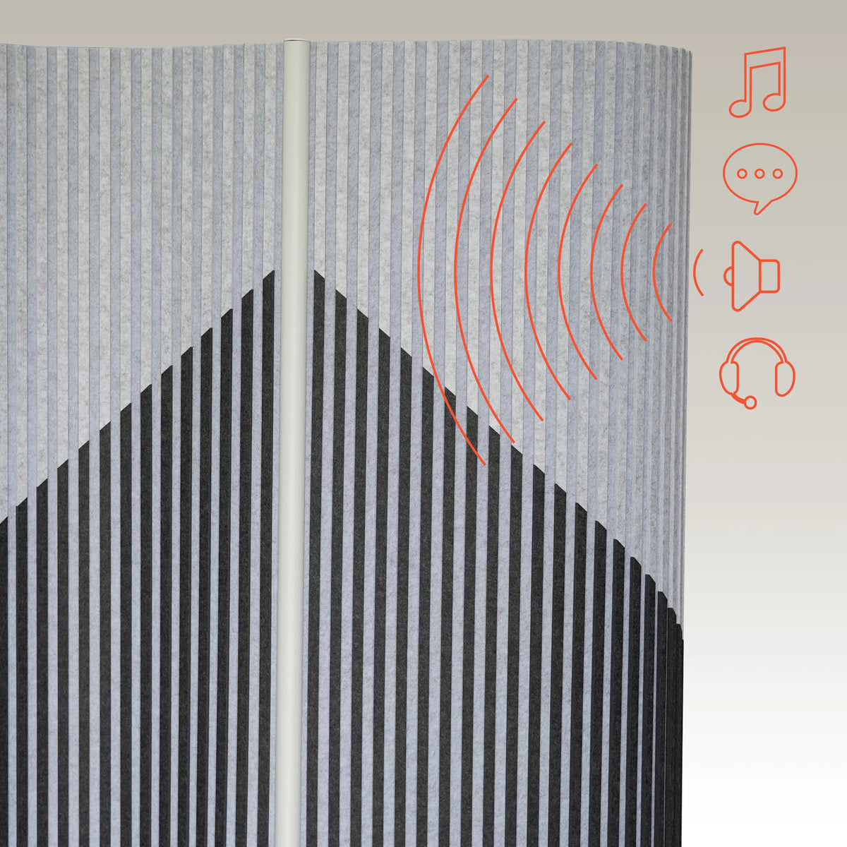 Sound-absorbing surface of the Partition wall Flexmiut Wave in grey with symbolic sound dampening by hjh OFFICE