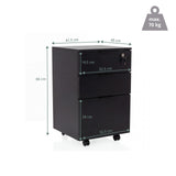 Dimensional drawing of the Mobile Drawer Unit DAVIK with a height of 66 cm and a load capacity of 70 kg by hjh OFFICE