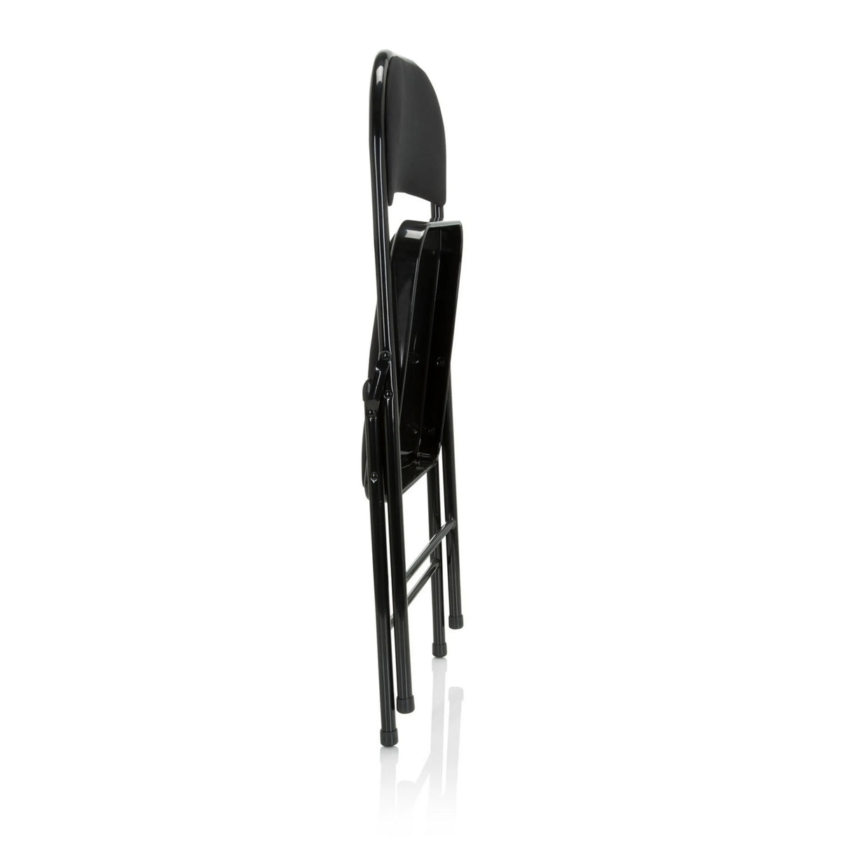 Side view of the black Folding chair TUDELA II with fabric cover by hjh OFFICE