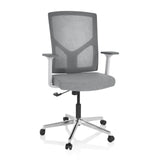 Grey Home Office Chair BRETON BASE W with mesh back and five-caster base by hjh OFFICE – 360-degree view (front view 20°)