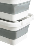 Stacked CLEAN SILW folding containers in grey and white with integrated handles by hjh OFFICE