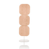 Beige Partition wall FLEXMIUT W with three square elements and a white base by hjh OFFICE – 360-degree view (front view 0°)