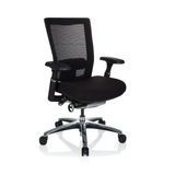 Black High End Office Chair NOVA PRO ALU with mesh back and five-caster base by hjh OFFICE – 360-degree view (front three-quarter view 40°)