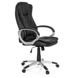 Black Gaming chair RELAX WB100 with padded backrest and five-caster base by MyBuero – 360-degree view (front three-quarter view 60°)