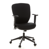 Black Professional Office Chair TRAFFIC 20 with armrests and five-caster base by hjh OFFICE – 360-degree view (front view 20°)