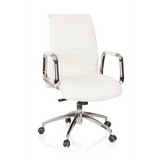 Cream white Professional Executive Chair ASPERA 10 with armrests and five-caster base by hjh OFFICE – 360-degree view (front view 20°)