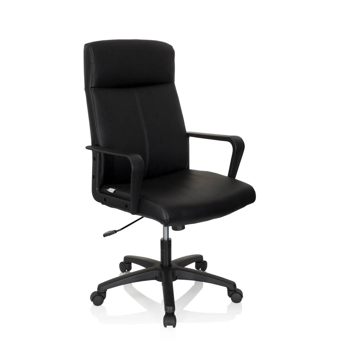 Black Professional Executive Chair LISSO with armrests and five-caster base by hjh OFFICE – 360-degree view (front three-quarter view 40°)