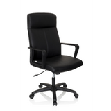 Black Professional Executive Chair LISSO with armrests and five-caster base by hjh OFFICE – 360-degree view (front three-quarter view 40°)