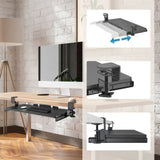 Black coated Keyboard tray VM-KB with adjustable mounting device by hjh OFFICE