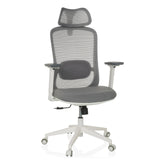 Grey Professional Office Chair MIKEO G with mesh back, headrest and five-caster base by hjh OFFICE – 360-degree view (front view 15°)