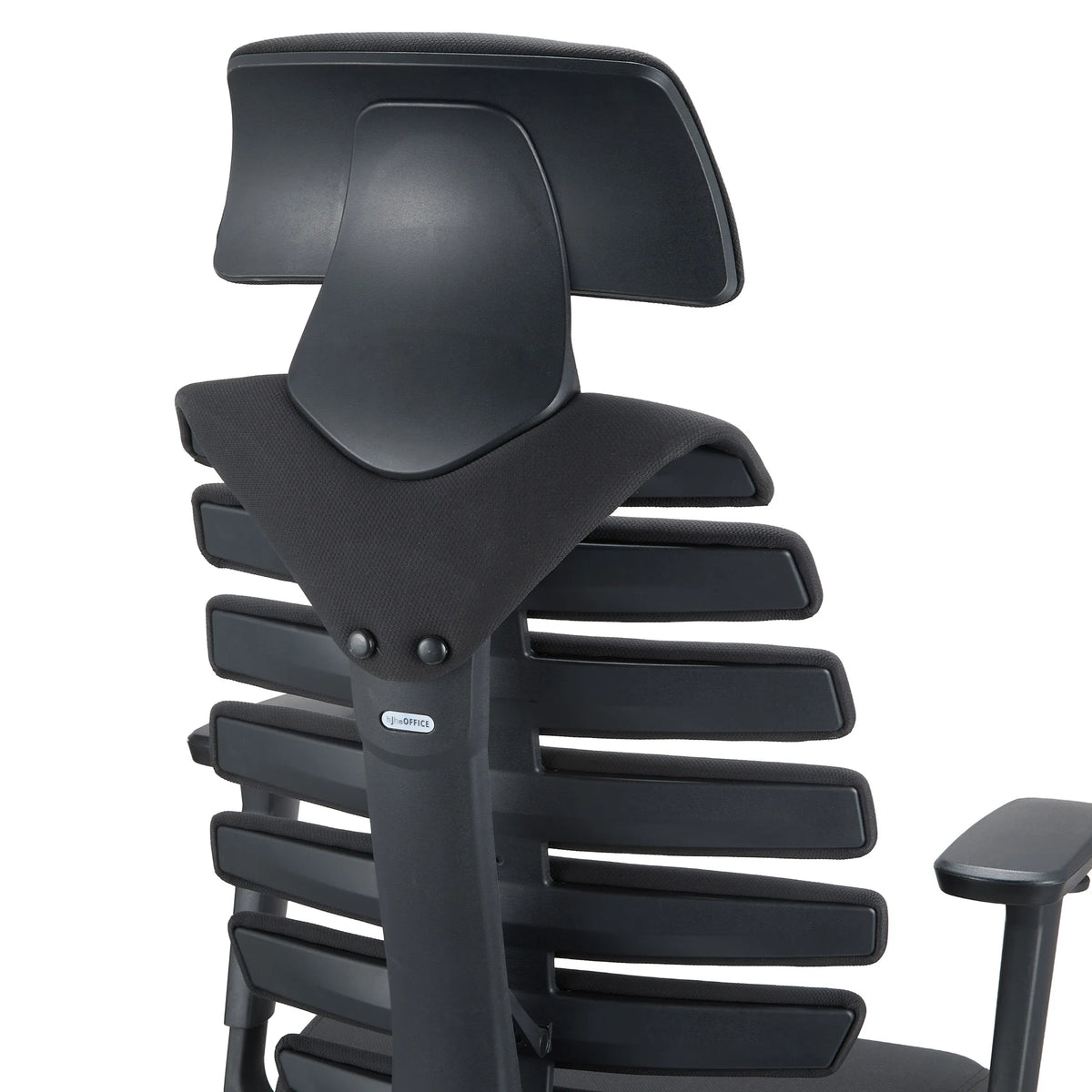 Backrest and headrest of the ERGO LINE II PRO Professional Office Chair in black fabric by hjh OFFICE