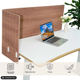 Brown table partition FLEXMIUT ROLL W with L-shape on a white desk by hjh OFFICE